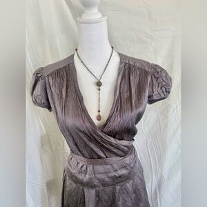 Calypso St. Barth Purple-Gray 100% Silk Midi Dress XS